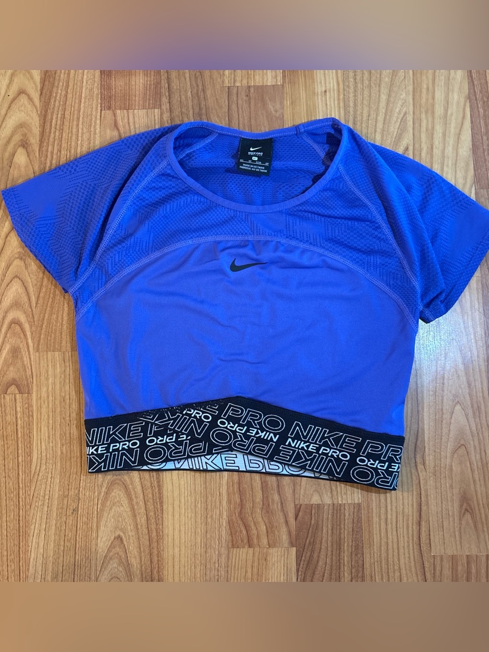 Nike Blue-Purple Pro Crop Training Top